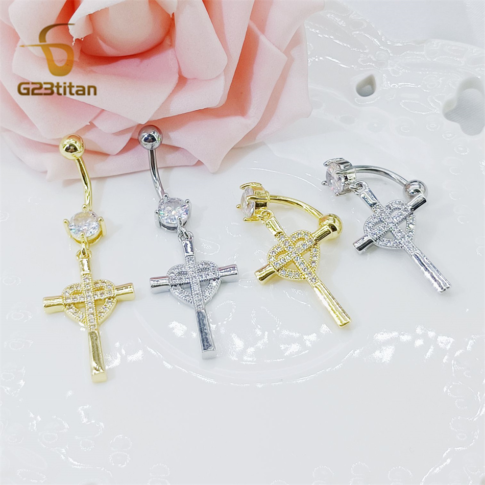 CZ Heart Cross Zircon Dangled  - Curved Spring Bar recensie en prijs