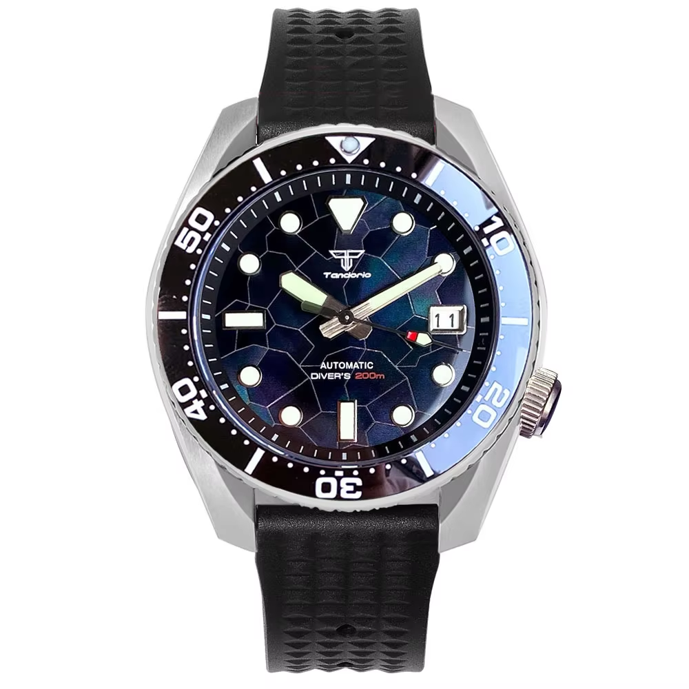 Tandorio 42.5mm Japan NH35A Au - Rubber Strap Diver recensie en prijs