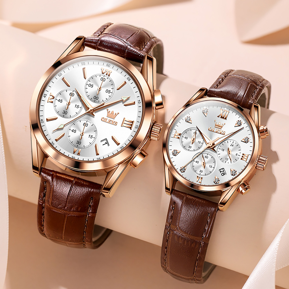 OLEVS Couple Watch for Men Wom - Leather Watch Band Men recensie en prijs
