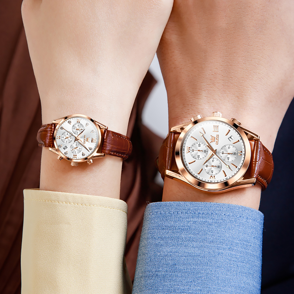 OLEVS Couple Watch for Men Wom - Leather Watch Band Men recensie en prijs