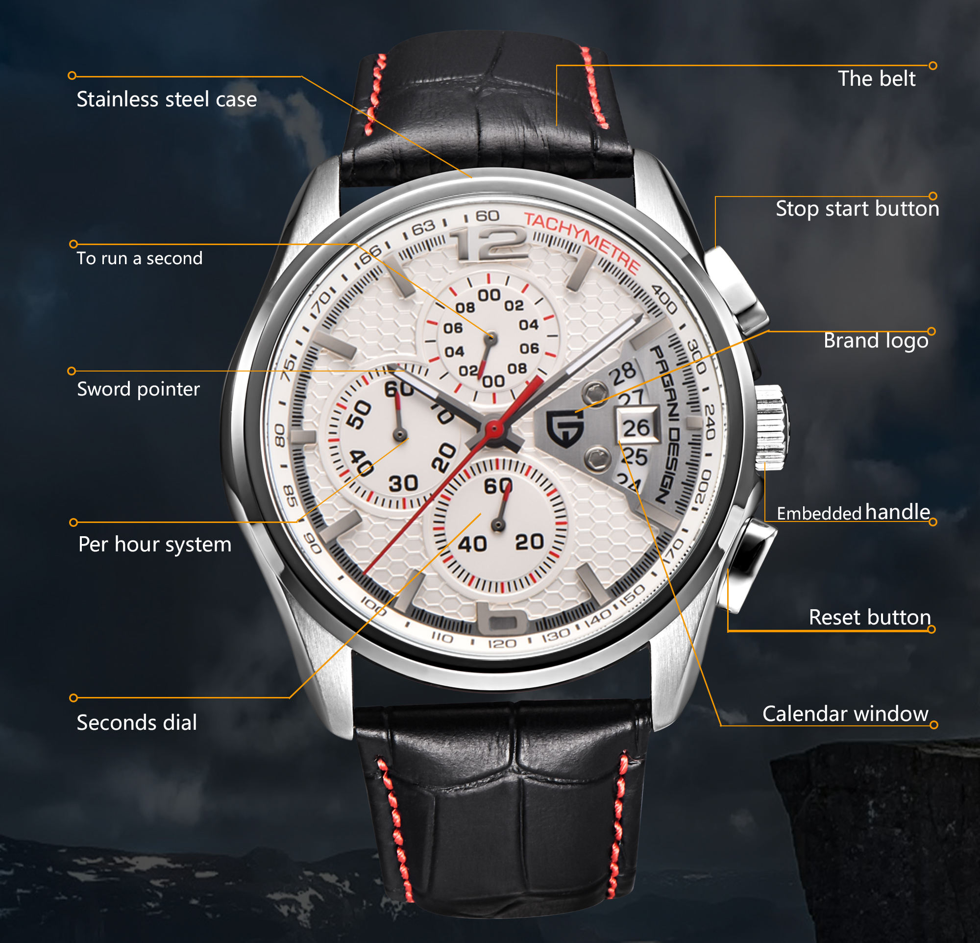 Pagani PD3306 Mens Quartz Watc - Leather Watch Band Men recensie en prijs