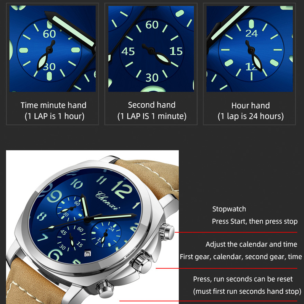 CHENXI Men Watch Multifunction - Leather Watch Band Men recensie en prijs