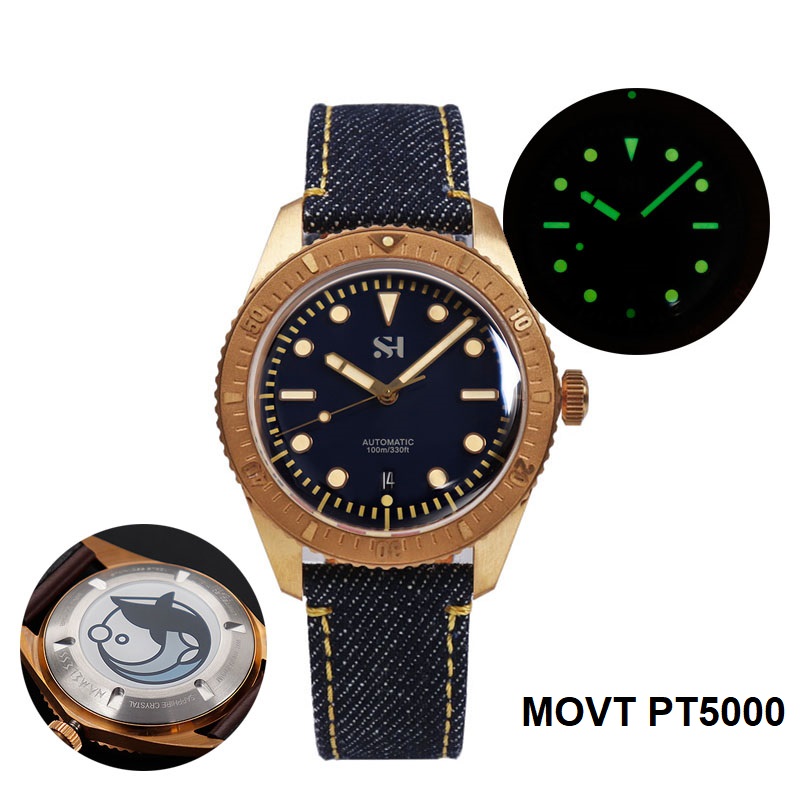 42mm Bronze Mens Watch Mechani - Canvas Strap Watch recensie en prijs