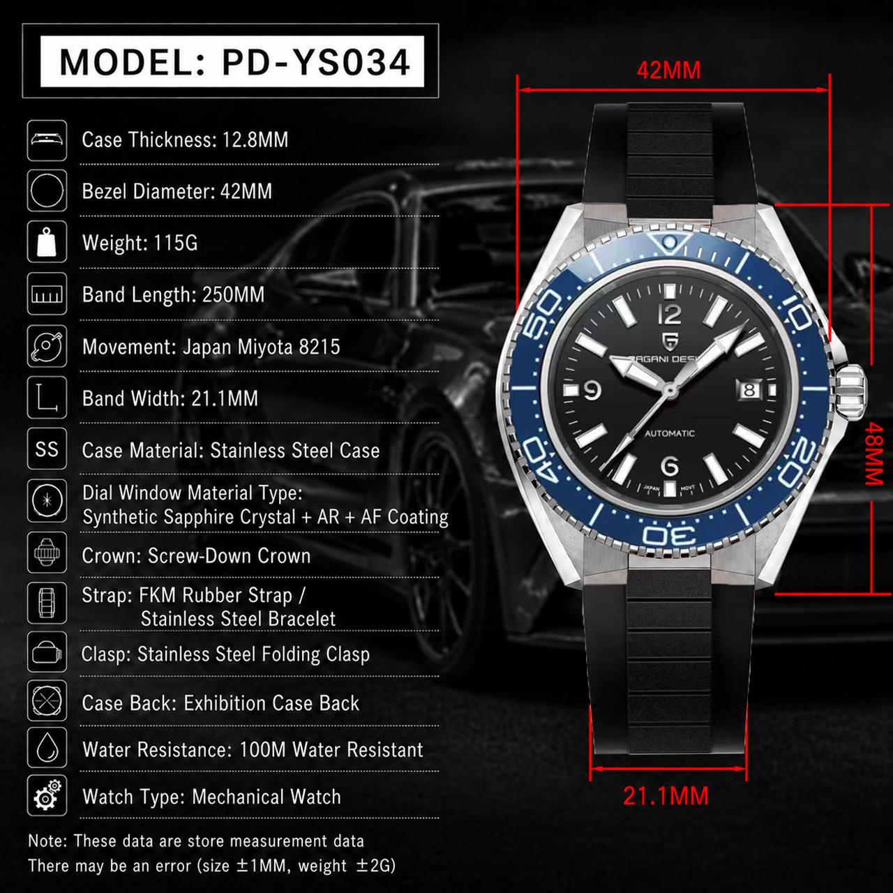 Pagani Design New Men's Mechan - Rubber Strap Diver recensie en prijs