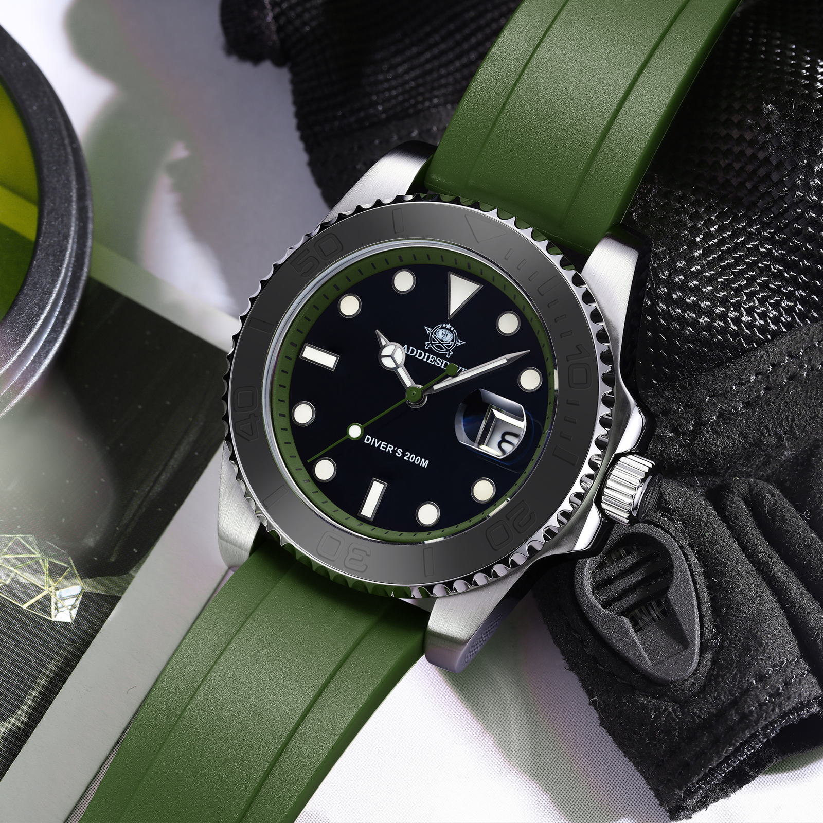 ADDIESDIVE Rotatable Ceramic B - Rubber Strap Diver recensie en prijs