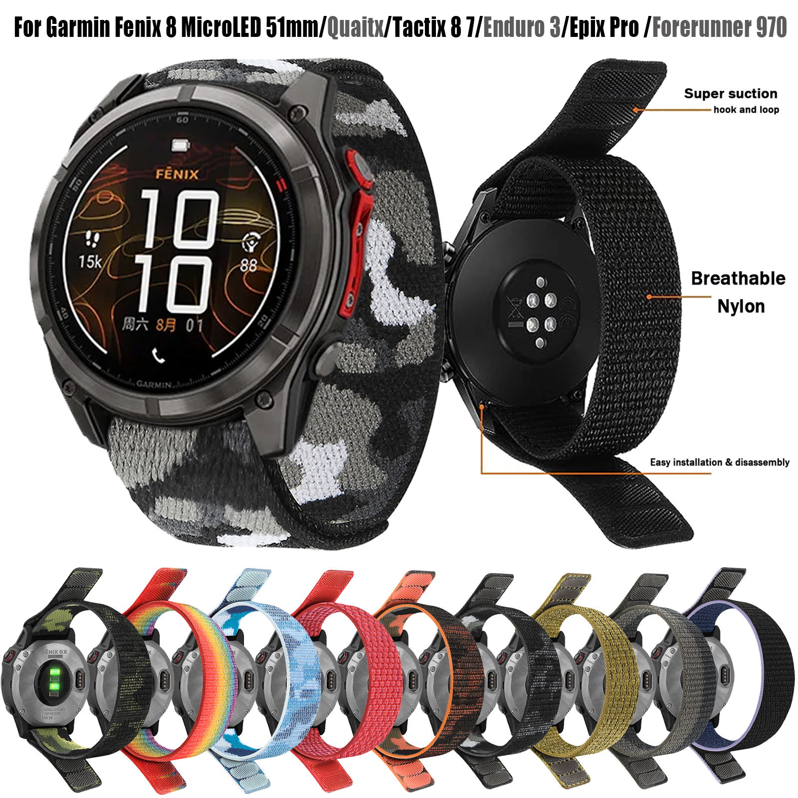 22mm 26mm Nylon QuickFit Strap - Sport Loop Velcro recensie en prijs