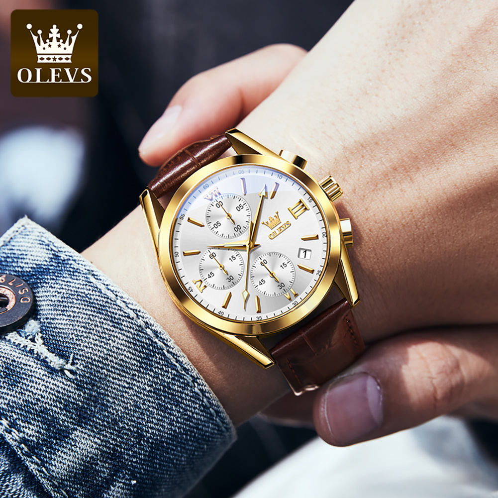 OLEVS 2872 Chronograph Men's W - Leather Watch Band Men recensie en prijs