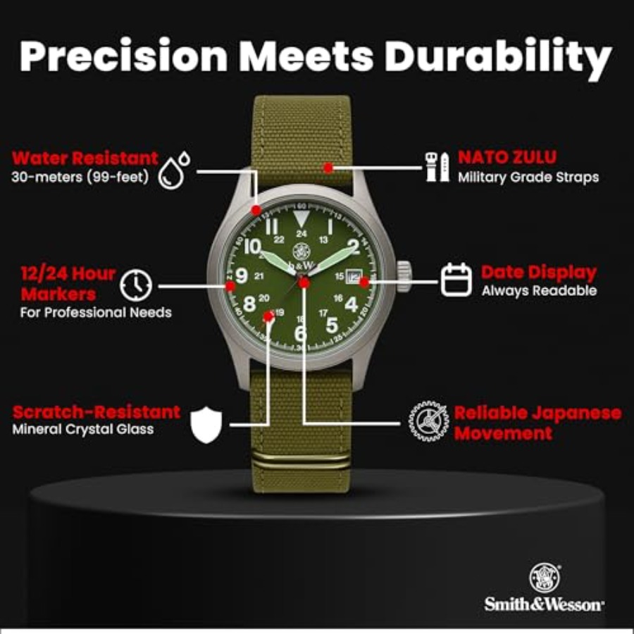 Men's Military Watch, 3 Interc - Canvas Strap Watch recensie en prijs
