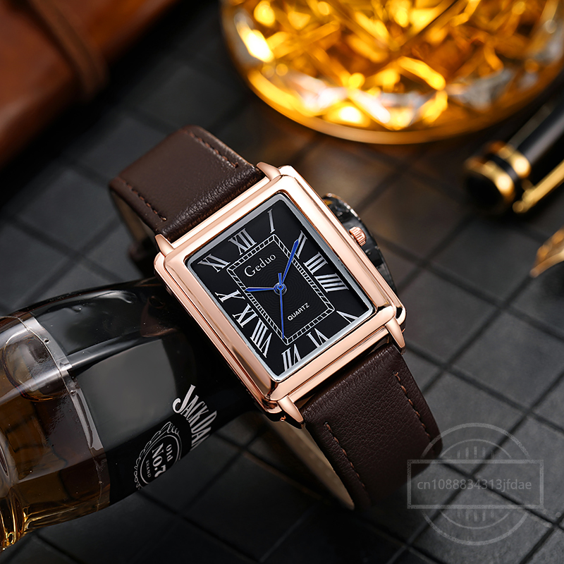 New Fashion Designer Rectangle - Leather Watch Band Men recensie en prijs