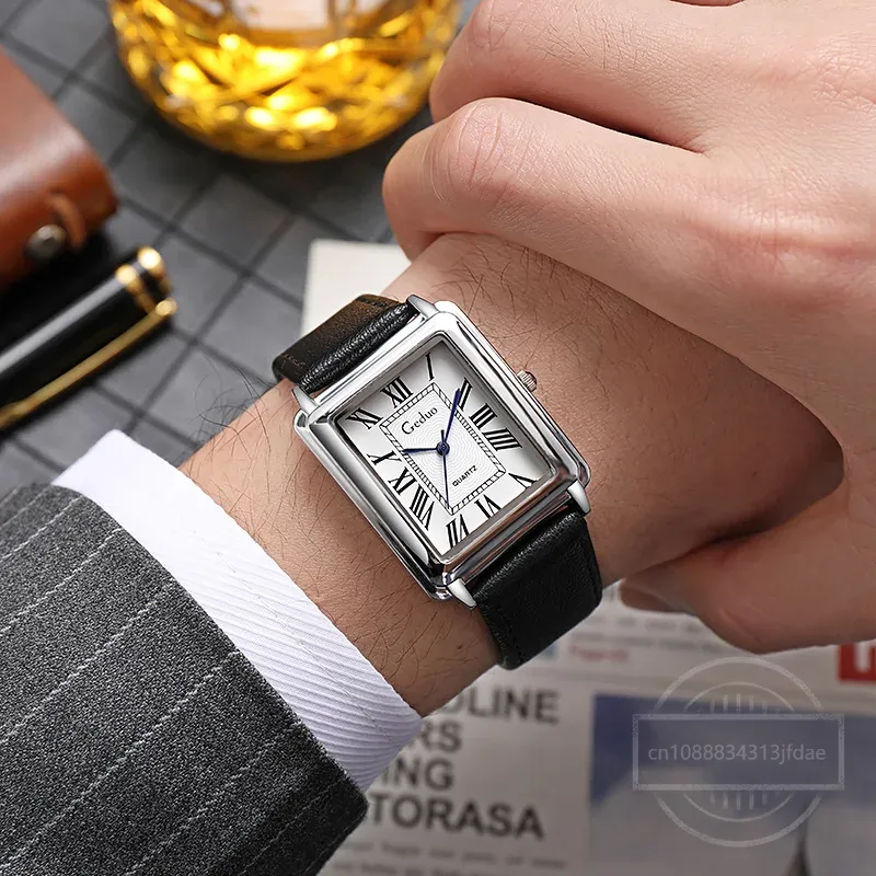 New Fashion Designer Rectangle - Leather Watch Band Men recensie en prijs