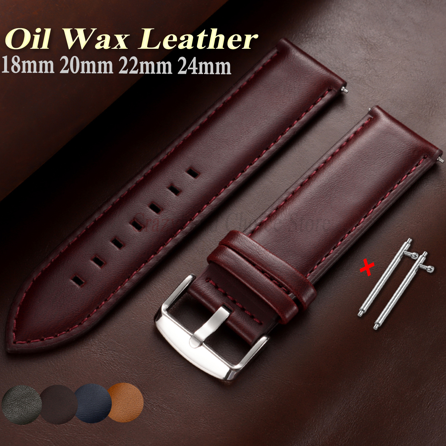 Oil Wax Cowhide Watch Band 18m - Leather Strap Quick Release recensie en prijs