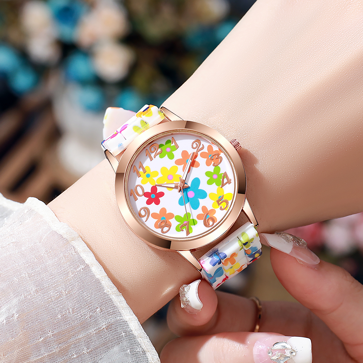 Fashion Flowers Printed Women  - Silicone Band Women recensie en prijs