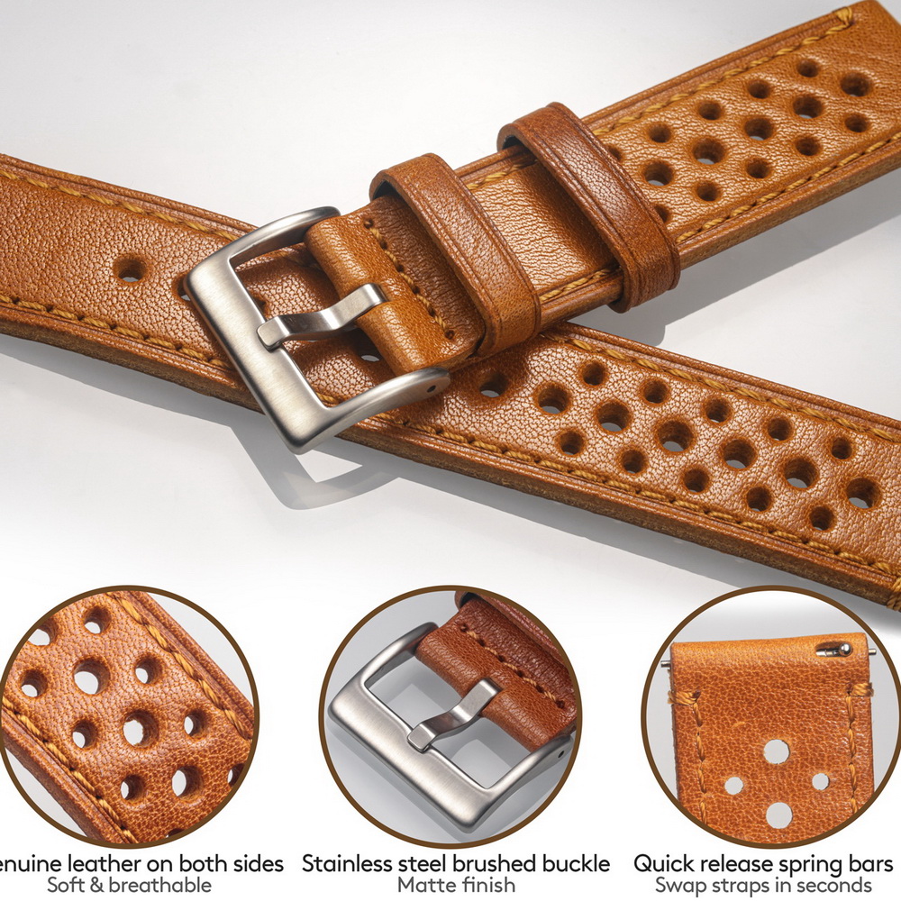 Hemsut Cowhide Watch Band Quic - Leather Strap Quick Release recensie en prijs